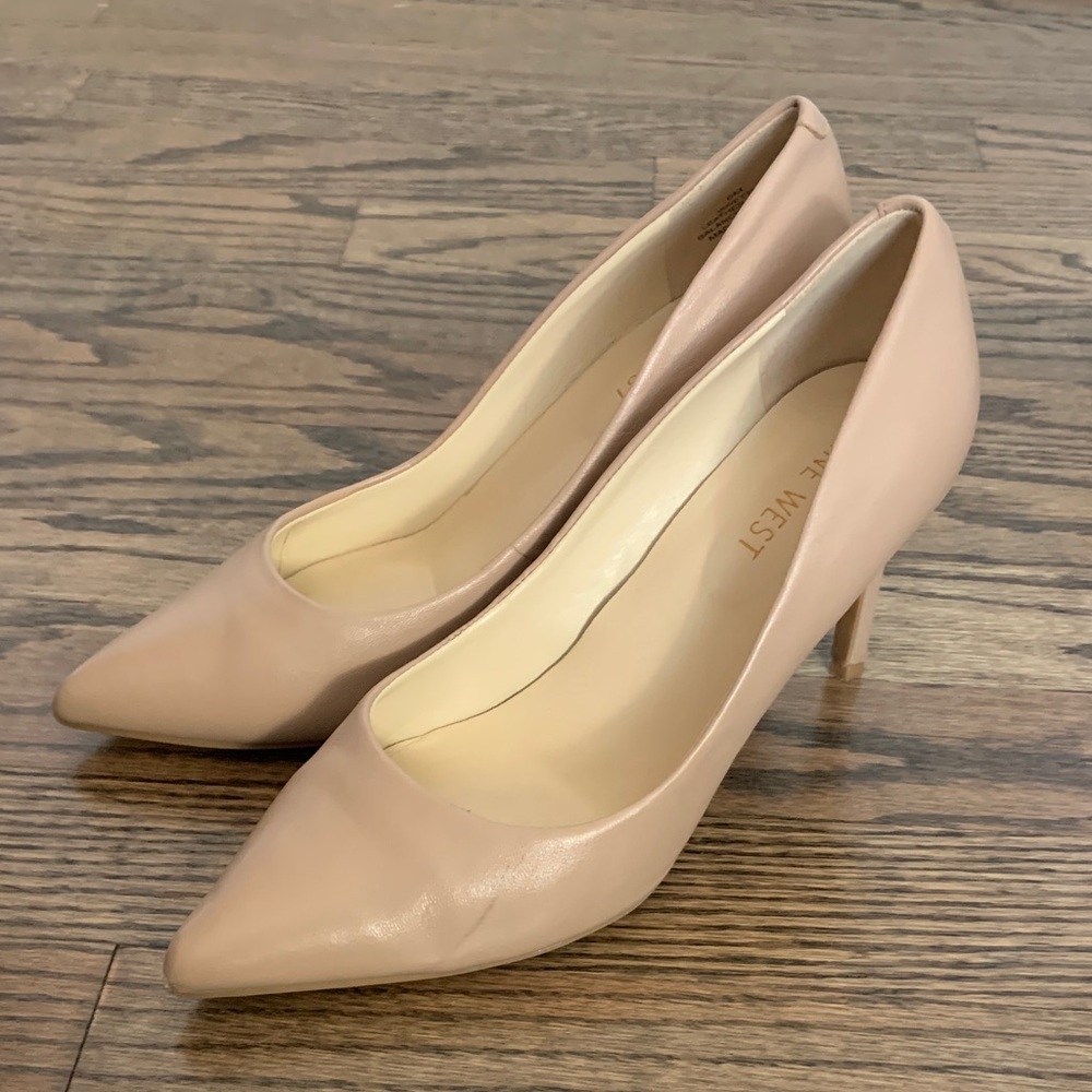 Nine West Pointed Toe Women's Tan Leather Heels